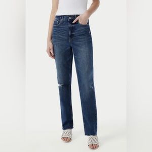 NWT Free Assembly Women’s Super High Rise Straight Raw Hem Jeans Size 12